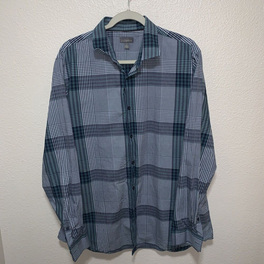 Calibrate Men’s Button Down Shirt Size XL Green Plaid